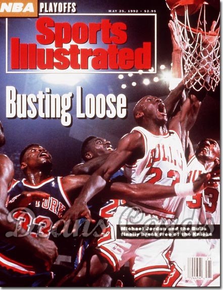 1992 Sports Illustrated - With Label   May 25  -  Michael Jordan (Chicago Bulls) Patrick Ewing (NY Knicks)