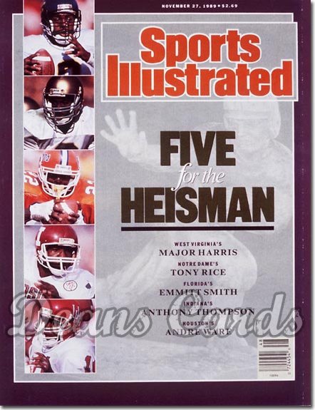 1989 Sports Illustrated - With Label   November 27  -  Emmitt Smith Andre Ware & Tony Rice Heisman Issue