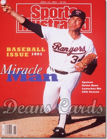 1991 Sports Illustrated - With Label   April 15  -  Nolan Ryan (Texas Rangers)