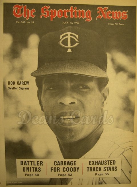 1969 The Sporting News   July 12  - Rod Carew / Lefty Grove