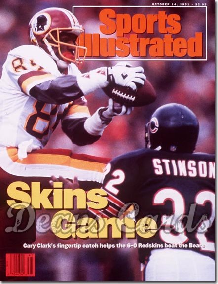 1991 Sports Illustrated - With Label   October 14  -  Gary Clark (Washington Redskins) Lemuel Stinson (Chicago Bears)