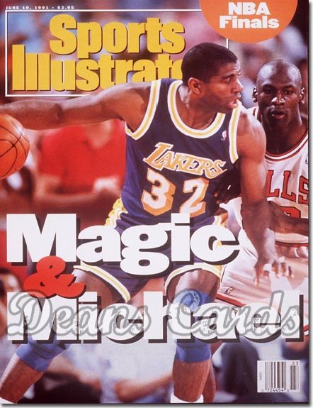 1991 Sports Illustrated - With Label   June 10  -  Michael Jordan (Chicago Bulls) Magic Johnson (LA Lakers)