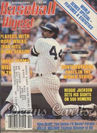 1980 Baseball Digest   -  Reggie Jackson  October 
