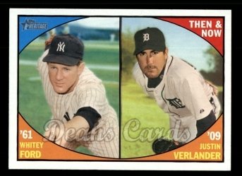 2010 Topps Heritage Then & Now #9 TN  -  Whitey Ford / Justin Verlander Then & Now