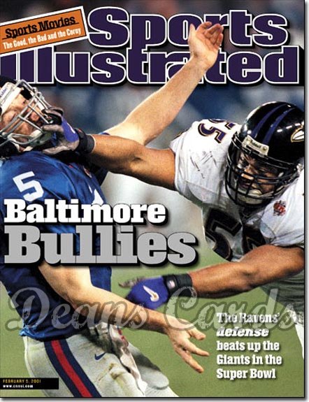 2001 Sports Illustrated - With Label   February 5  -  Kerry Collins (NY Giants) Jamie Sharper (Ravens)